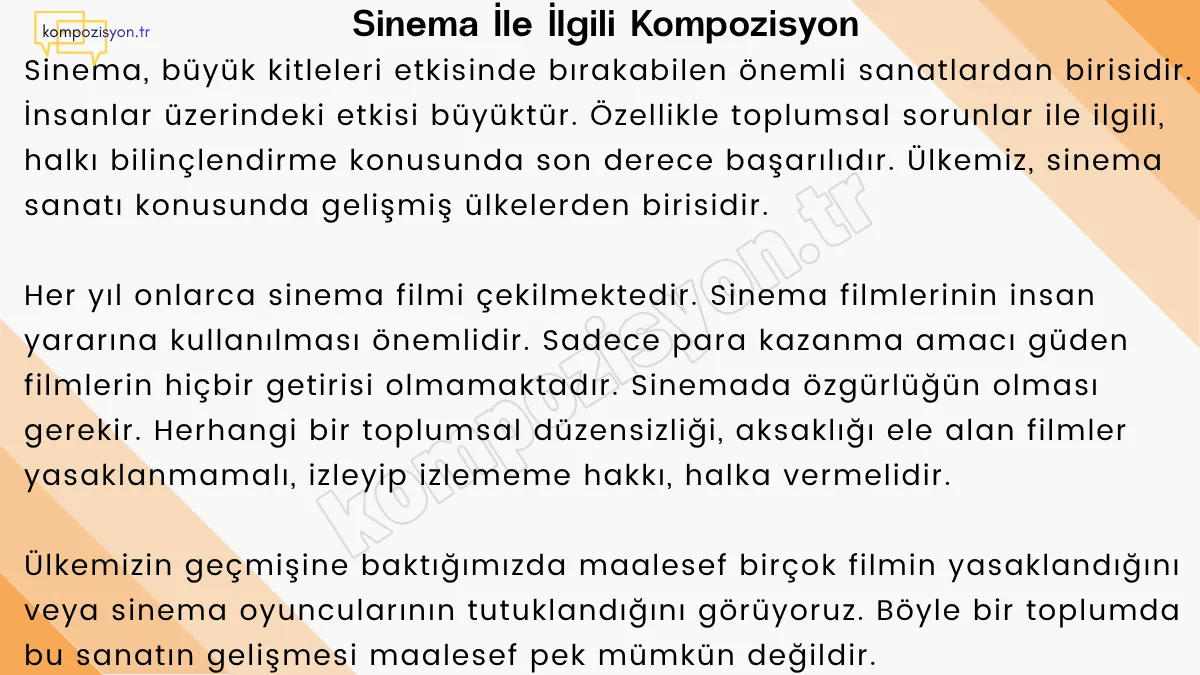 Sinema İle İlgili Kompozisyon