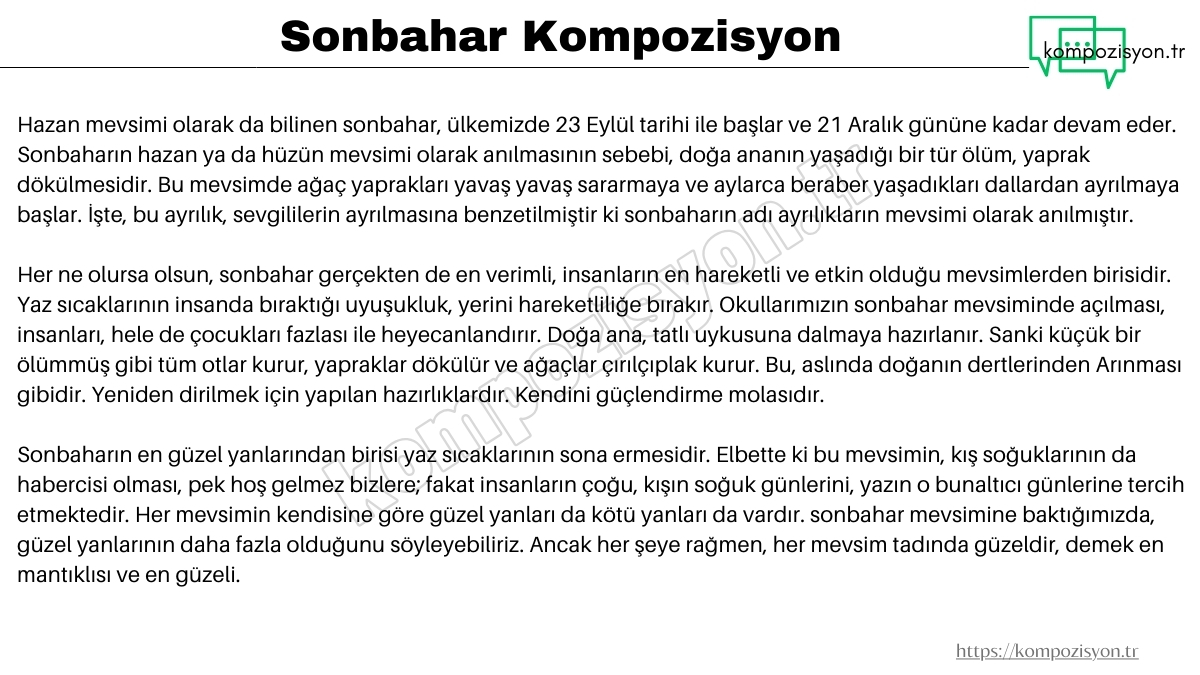 Sonbahar ile İlgili Kompozisyon