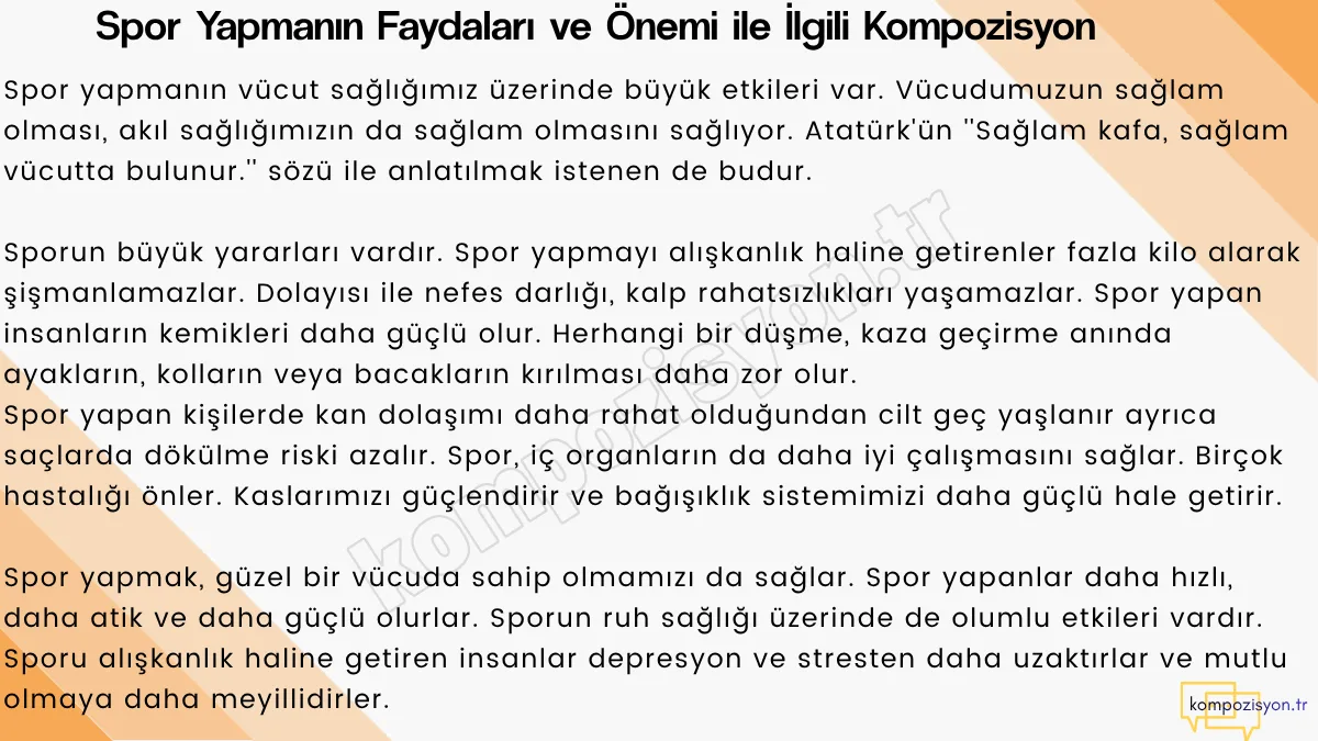 Spor Yapmanın Faydaları ile İlgili Kompozisyon
