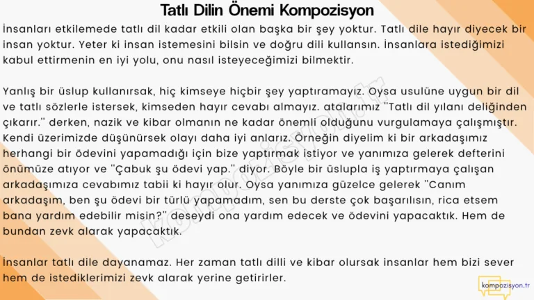Tatlı Dilin Önemi ile İlgili Kompozisyon