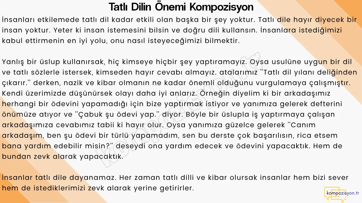 Tatlı Dilin Önemi ile İlgili Kompozisyon