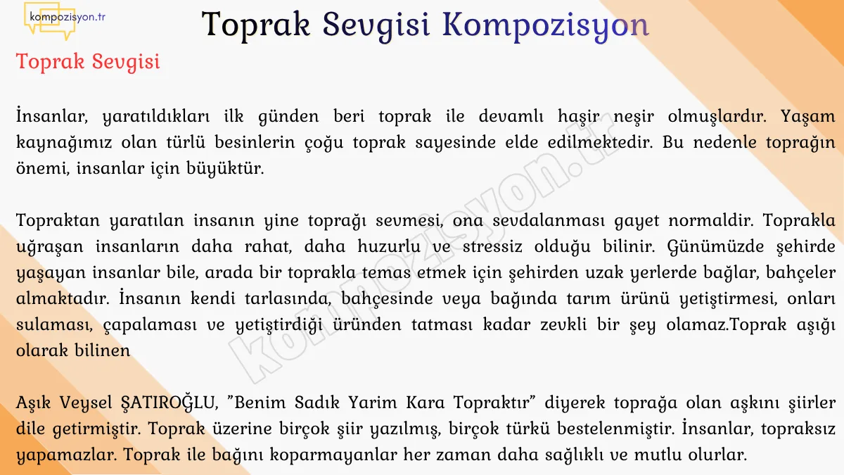 Toprak Sevgisi İle İlgili Kompozisyon