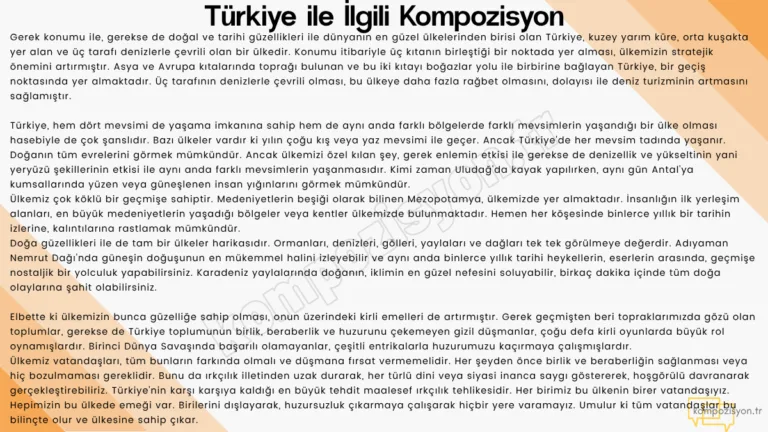 turkiye ile ilgili kompozisyon