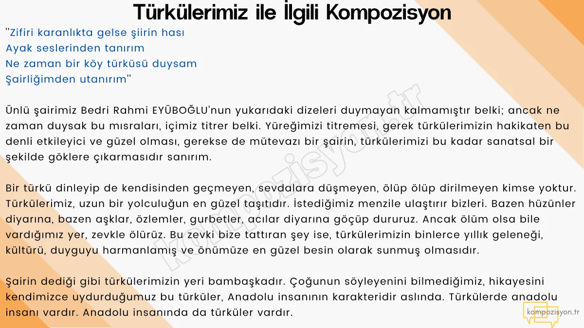 turkulerimiz ile ilgili kompozisyon