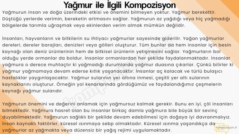 yagmur ile ilgili kompozisyon