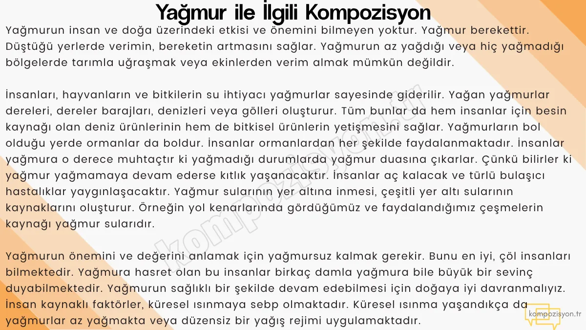 yagmur ile ilgili kompozisyon