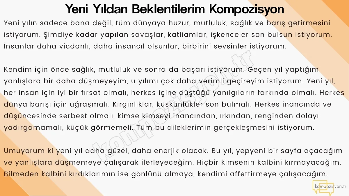 Yeni Yıldan Beklentilerim Kompozisyon
