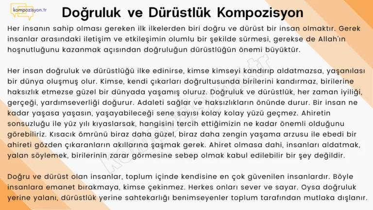 Dogruluk Ve Durustluk İle İlgili Kompozisyon
