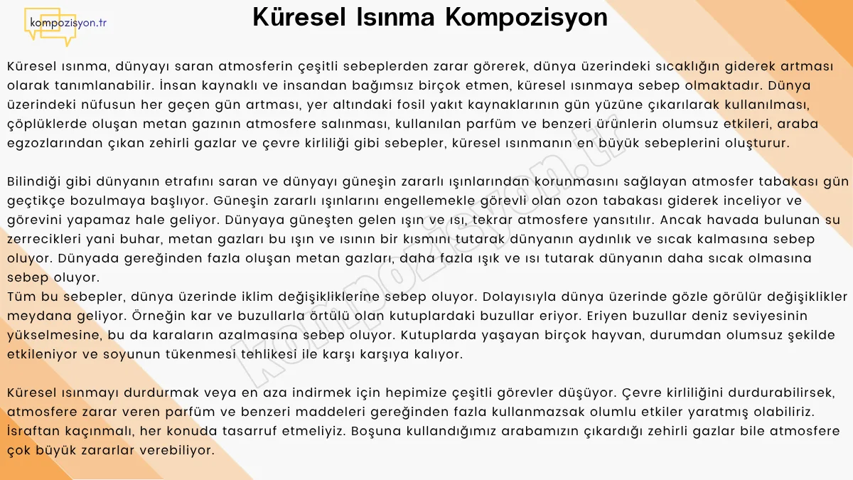 Kuresel İsinma İle İlgili Kompozisyon