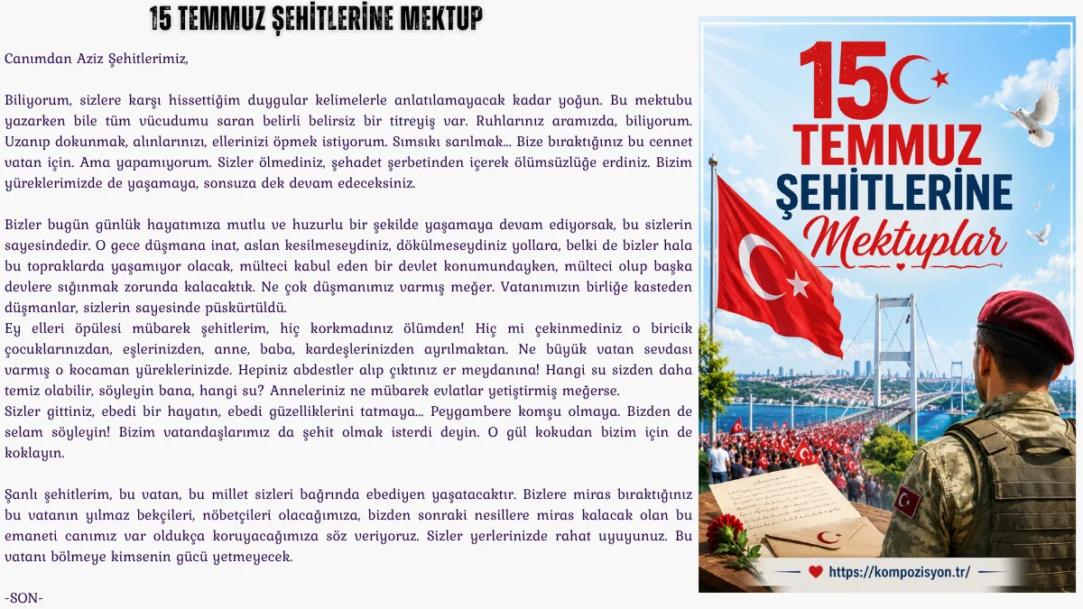 15 Temmuz Sehitlerine Mektuplar
