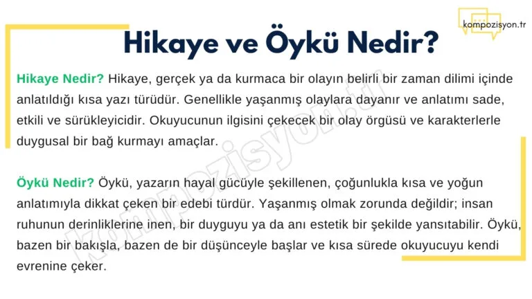 hikaye ve oyku nedir