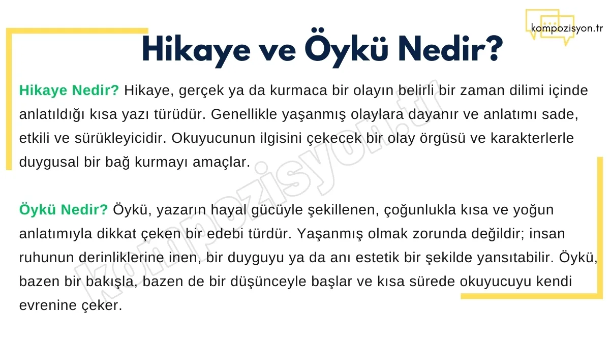 hikaye ve oyku nedir