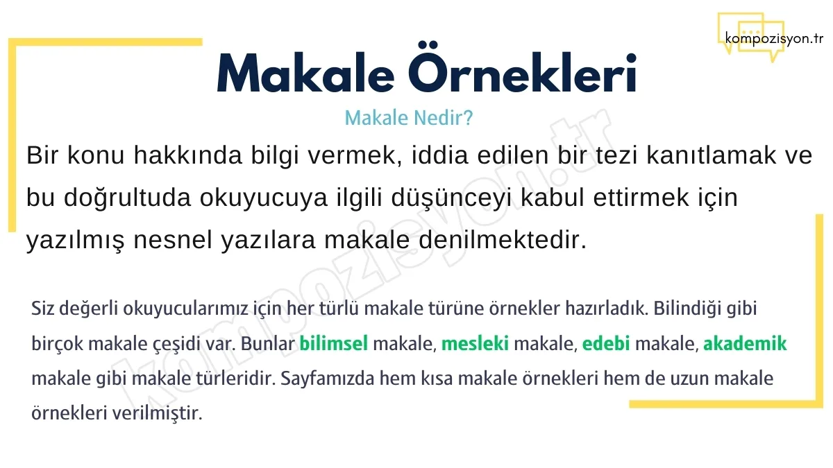 makale nedir makale ornekleri