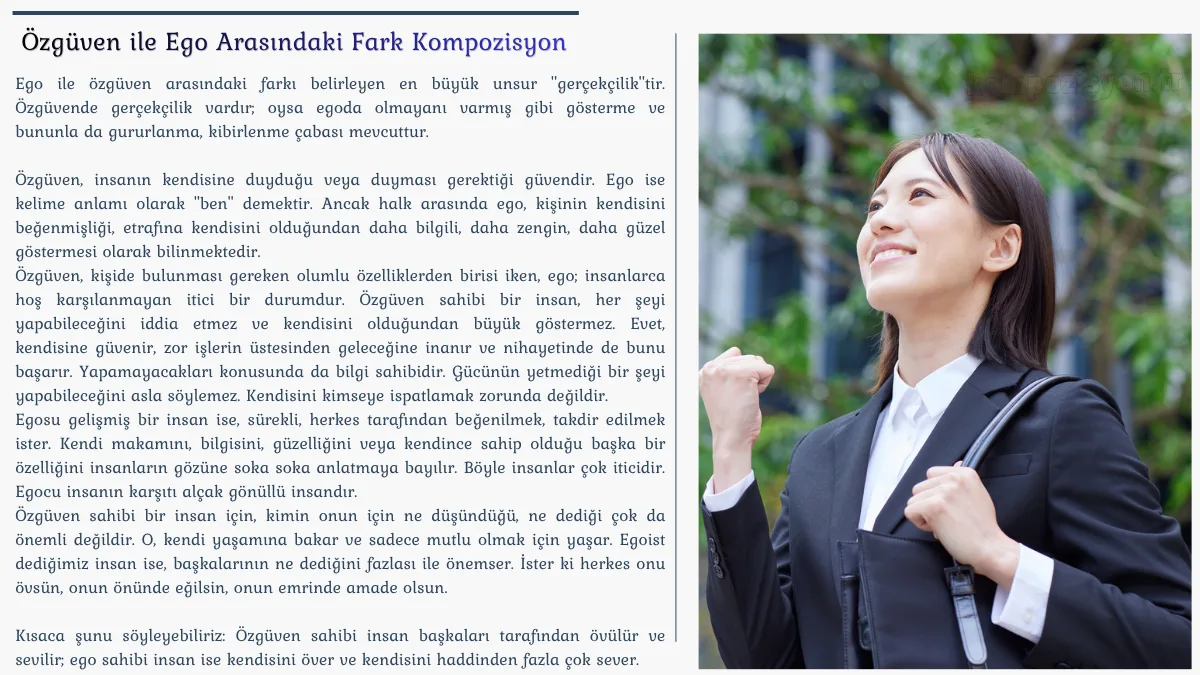 Ozguven İle Ego Arasindaki Fark Uzerine Kompozisyon