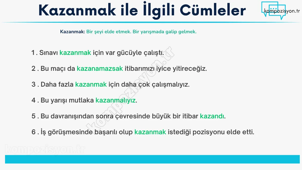 Kazanmak İle İlgili Cumleler