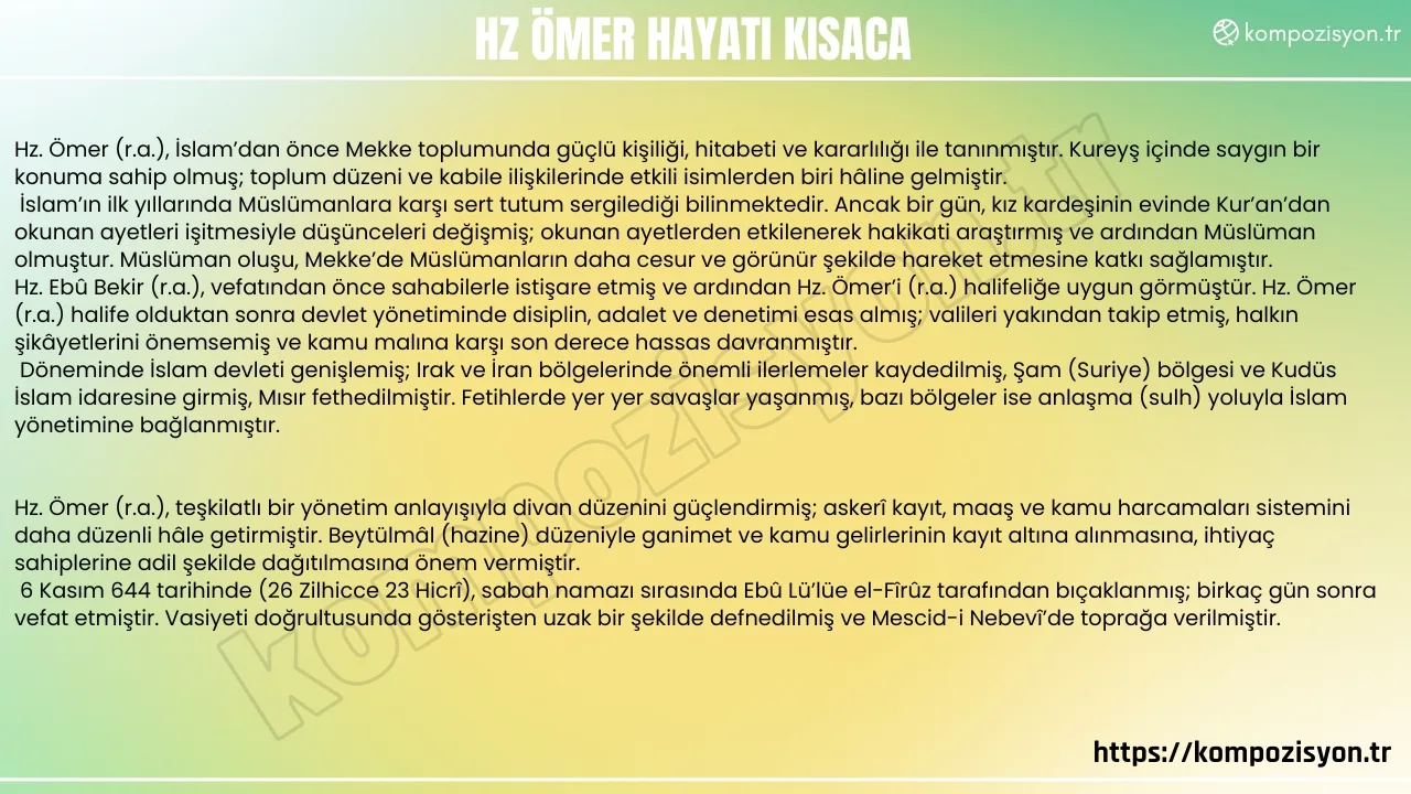 Hz Ömer Hayatı Kısaca