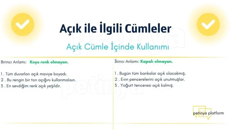 acik kelimesi ile ilgili cumleler