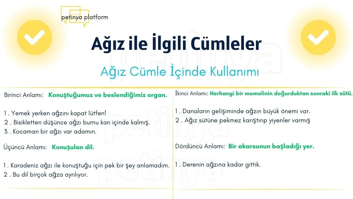agiz kelimesi ile ilgili cumleler