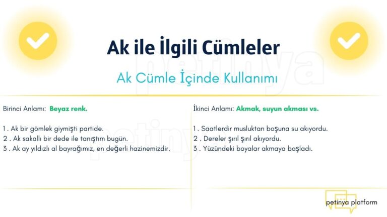 ak ile ilgili cumleler