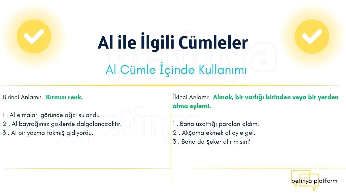 al kelimesi ile ilgili cumleler