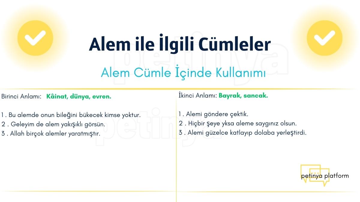 alem kelimesi ile ilgili cumleler
