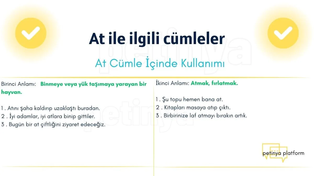 at kelimesi ile ilgili cumleler