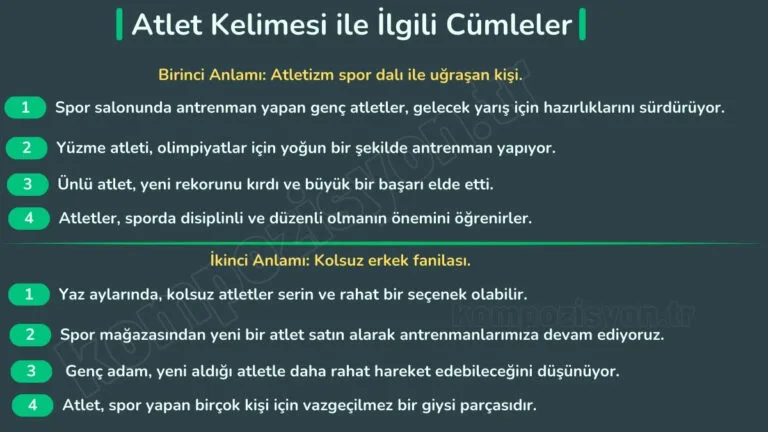 Atlet Kelimesi ile İlgili Cümleler Atlet ile İlgili Örnek Cümleler - Atlet Cümle İçinde Kullanımı