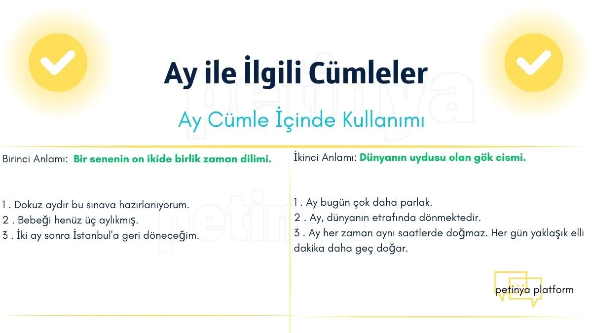 ay kelimesi ile ilgili cumleler