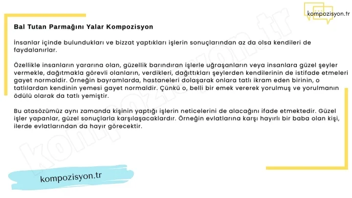 Bal Tutan Parmağını Yalar Kompozisyon