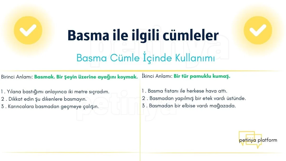 basma kelimesi ile ilgili cumleler