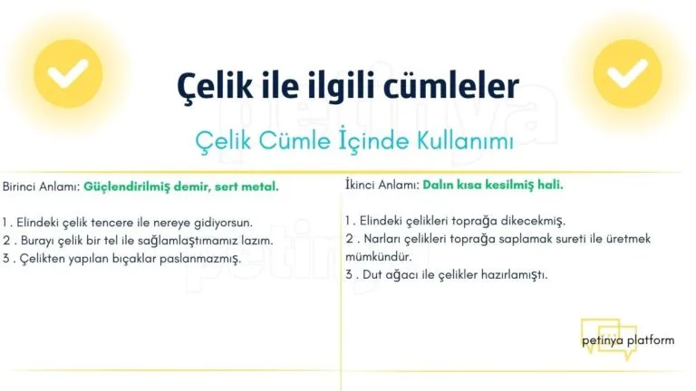 celik kelimesi ile ilgili cumleler