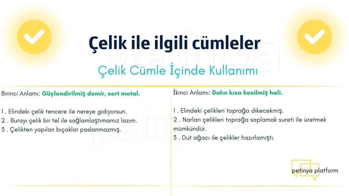 celik kelimesi ile ilgili cumleler