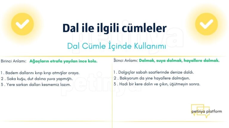 dal kelimesi ile ilgili cumleler