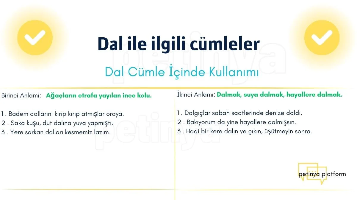 dal kelimesi ile ilgili cumleler