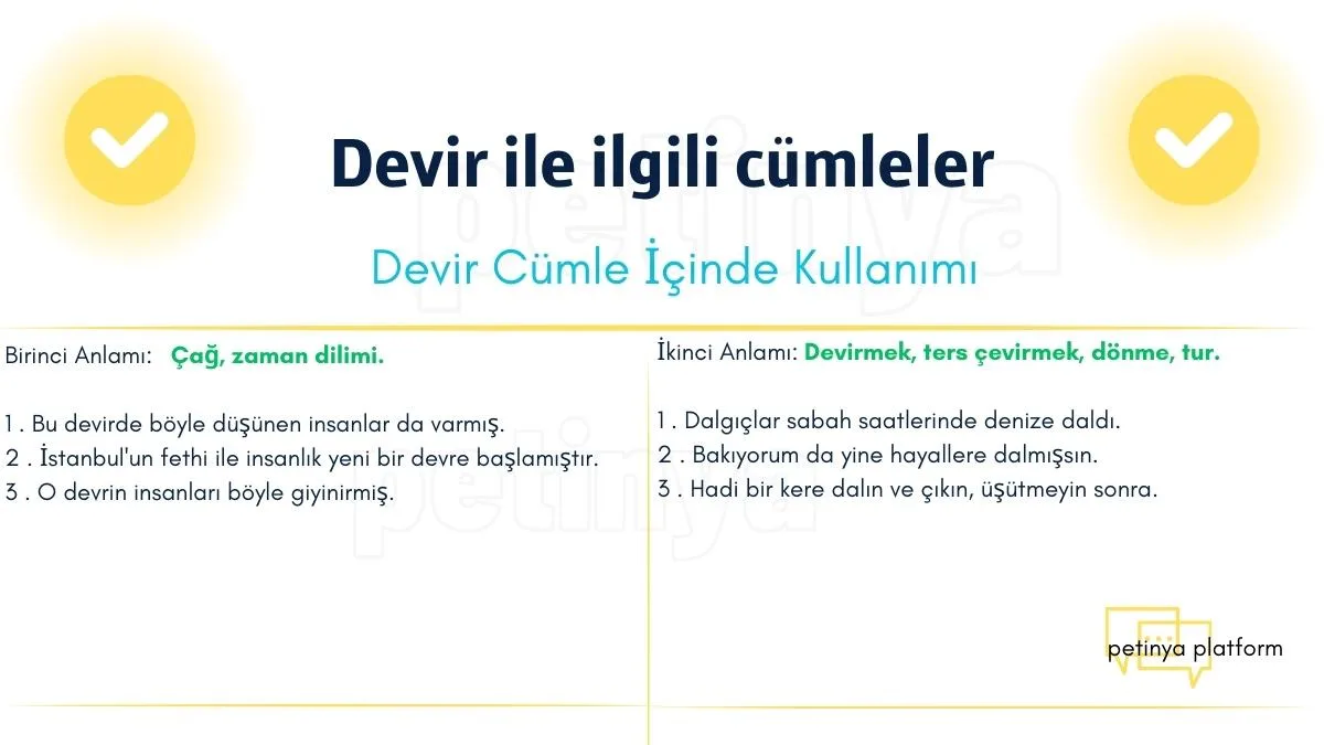 devir kelimesi ile ilgili cumleler