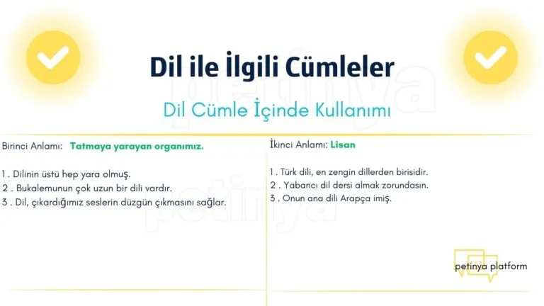 dil kelimesi ile ilgili cumleler