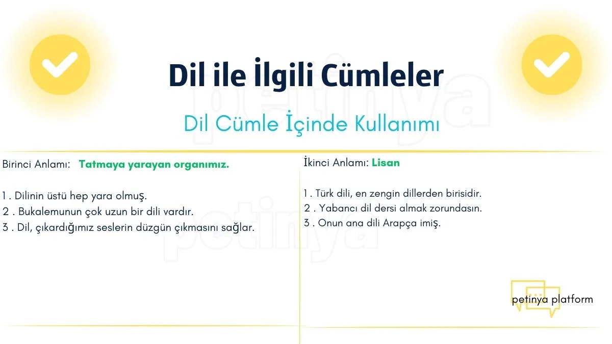 dil kelimesi ile ilgili cumleler
