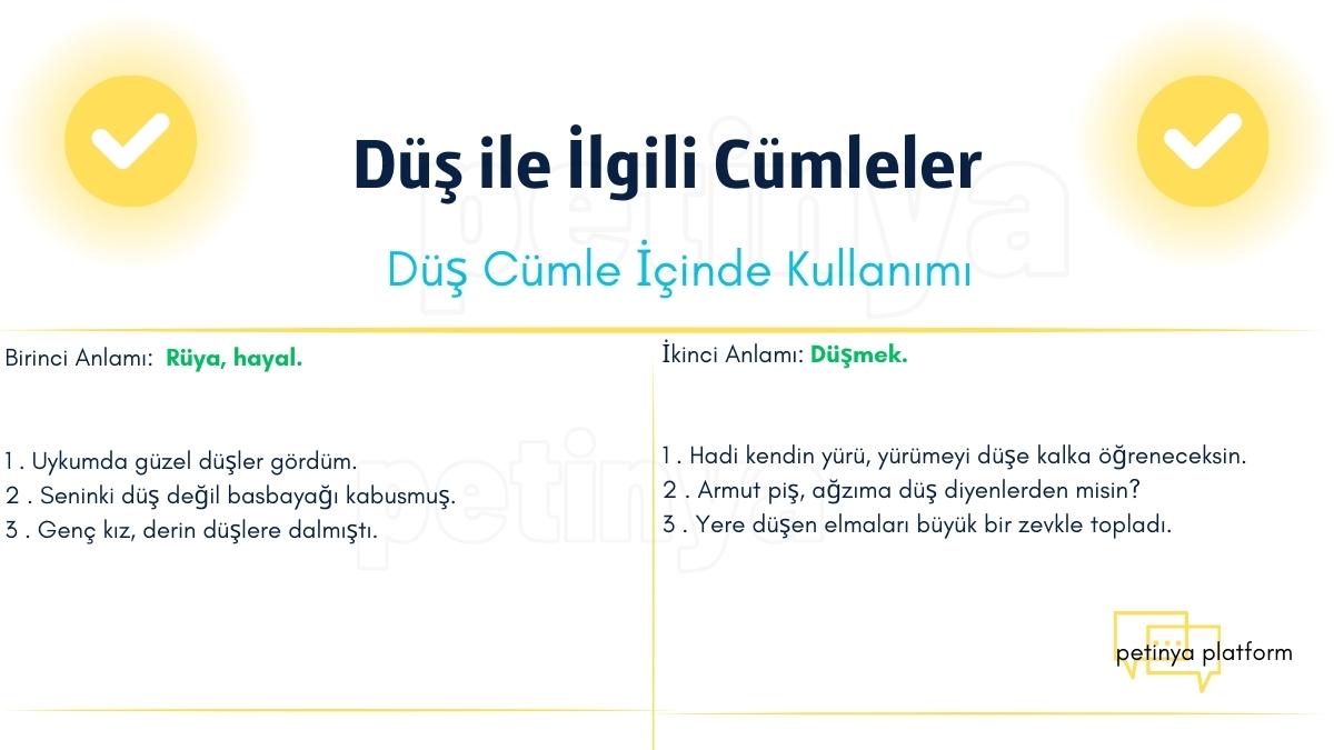 dus kelimesi ile ilgili cumleler