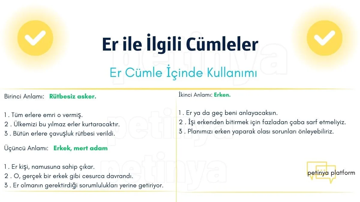 er kelimesi ile ilgili cumleler