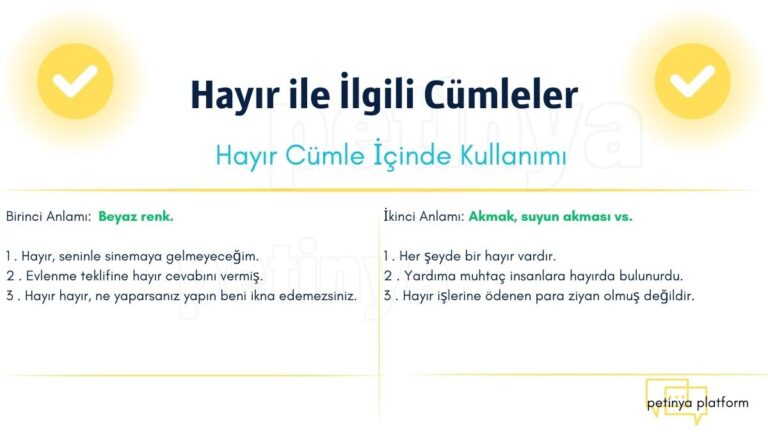 hayir ile ilgili cumleler
