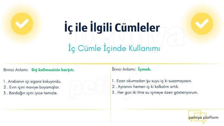 ic ile ilgili cumleler