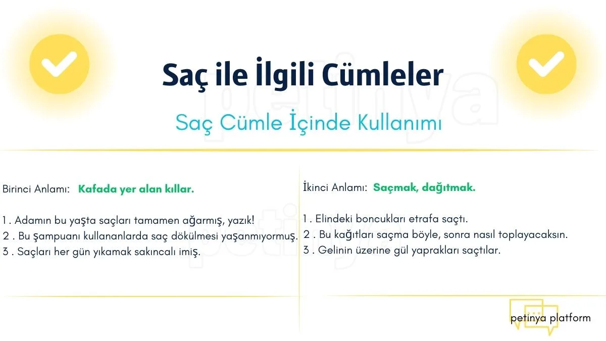 sac ile ilgili cumleler