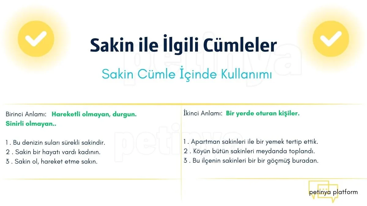 sakin ile ilgili cumleler