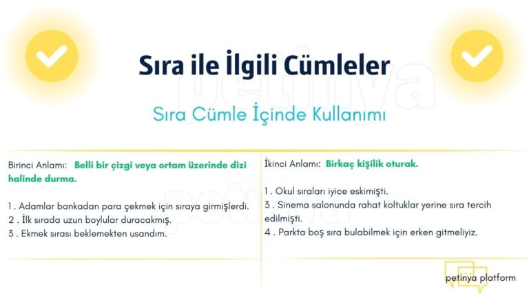 sira ile ilgili cumleler