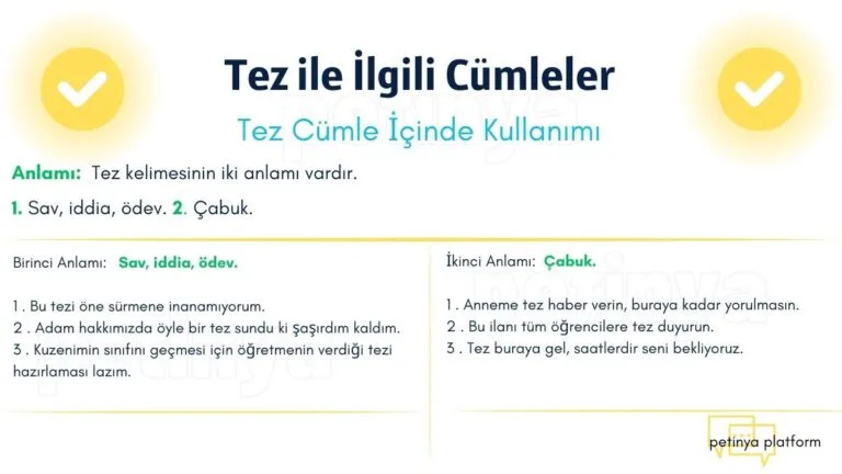 tez ile ilgili cumleler