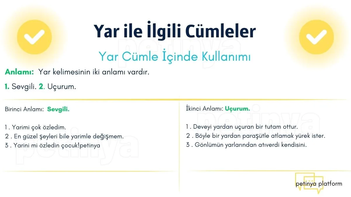 yar ile ilgili cumleler