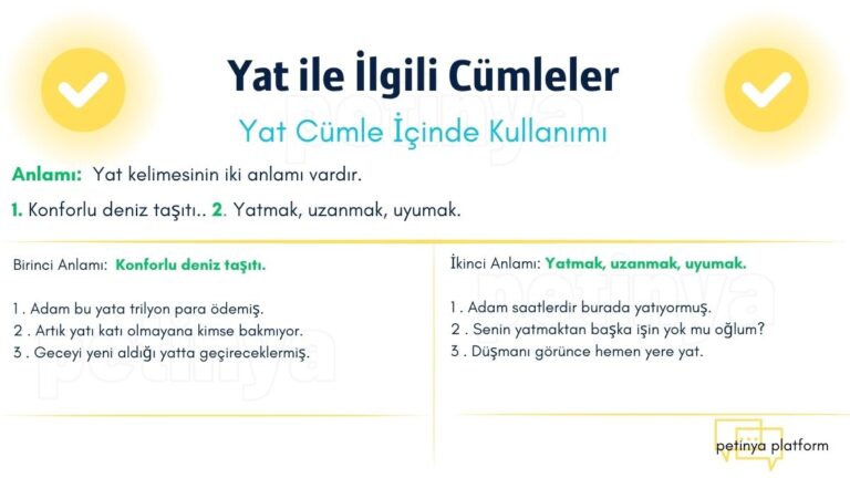 yat ile ilgili cumleler