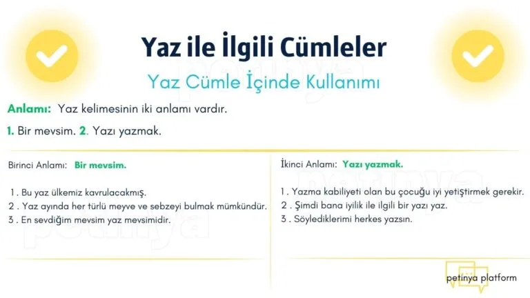 yaz ile ilgili cumleler