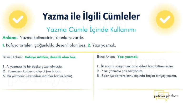 yazma ile ilgili cumleler