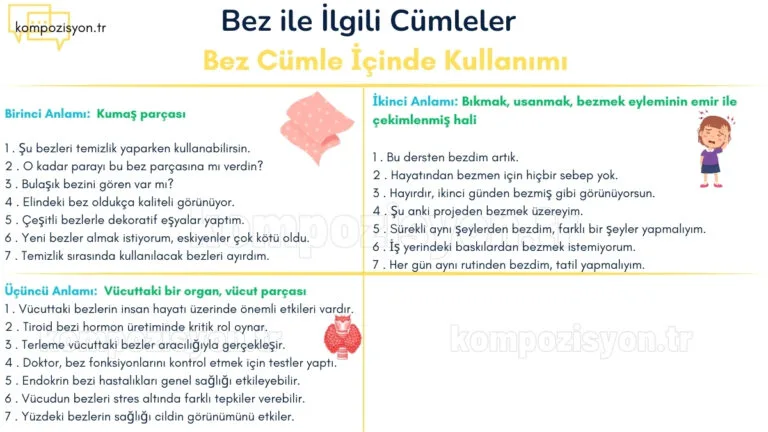 bez ile ilgili cumleler cumle icerisinde kulanimi